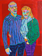 Double portrait, acrylic on linen made by Twan de Vos of Mart and Erica on behalf of the gallery Sous terre