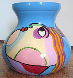 Painted glass vase, gift for mom who has become 80 years